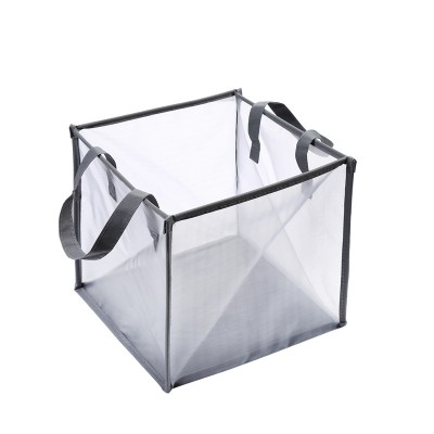 Wholesale foldable mesh laundry hamper basket with handles light weight space-saving easy to store basket box