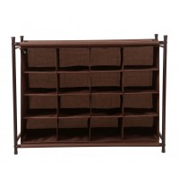 Retail Online Shopping Paper Board 16 Compartment Shoes Organizer Polyester Fabric Shoe Rack Folding Storage Holder