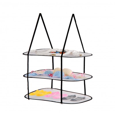 Storage Holder Tiered Rack Clothes Stackable Mesh Sweater Drying Rack with 3 Layers Underwear Hanger Shelf Organizer