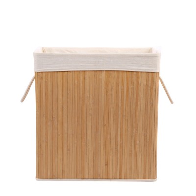 Modern Style Simple White Folding Large Dirty Wrought Bamboo Laundry Basket Folding Household Hamper